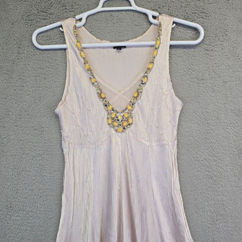 Vintage Komarov Maxi Dress‎ Womens L Jeweled Neckline Charmeuse Asymmetric Flowy - Picture 3 of 16